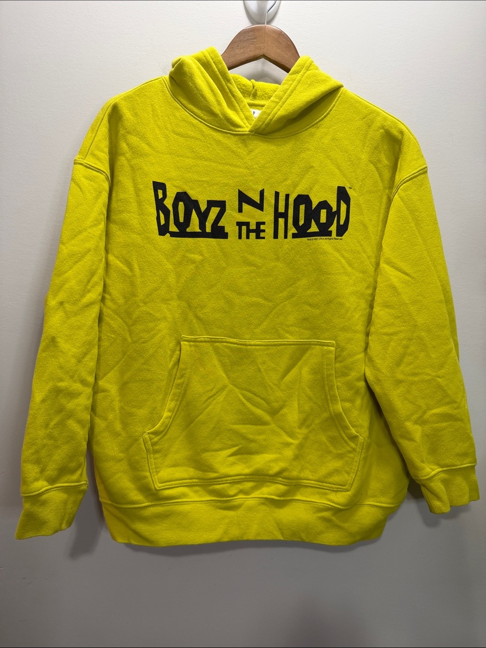 GAP Teen’s Neon Yellow Crewneck Hoodie with Black Print Size 13